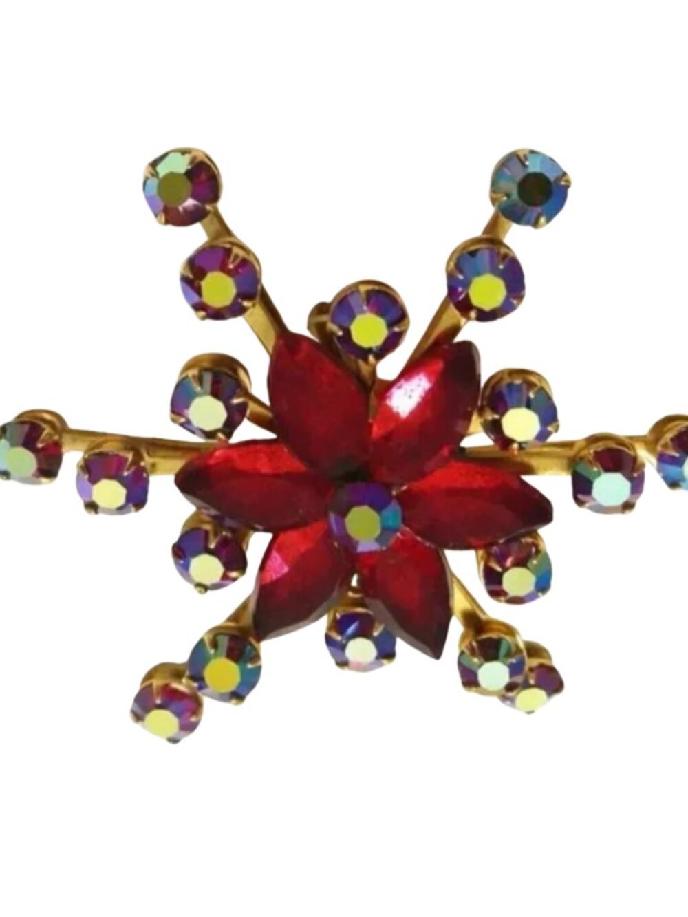 Vintage Red Rhinestone Brooch